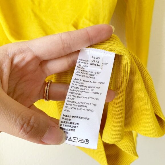 Anthropologie Yellow Long Sleeve Knit Sweater XS - Picture 5 of 6